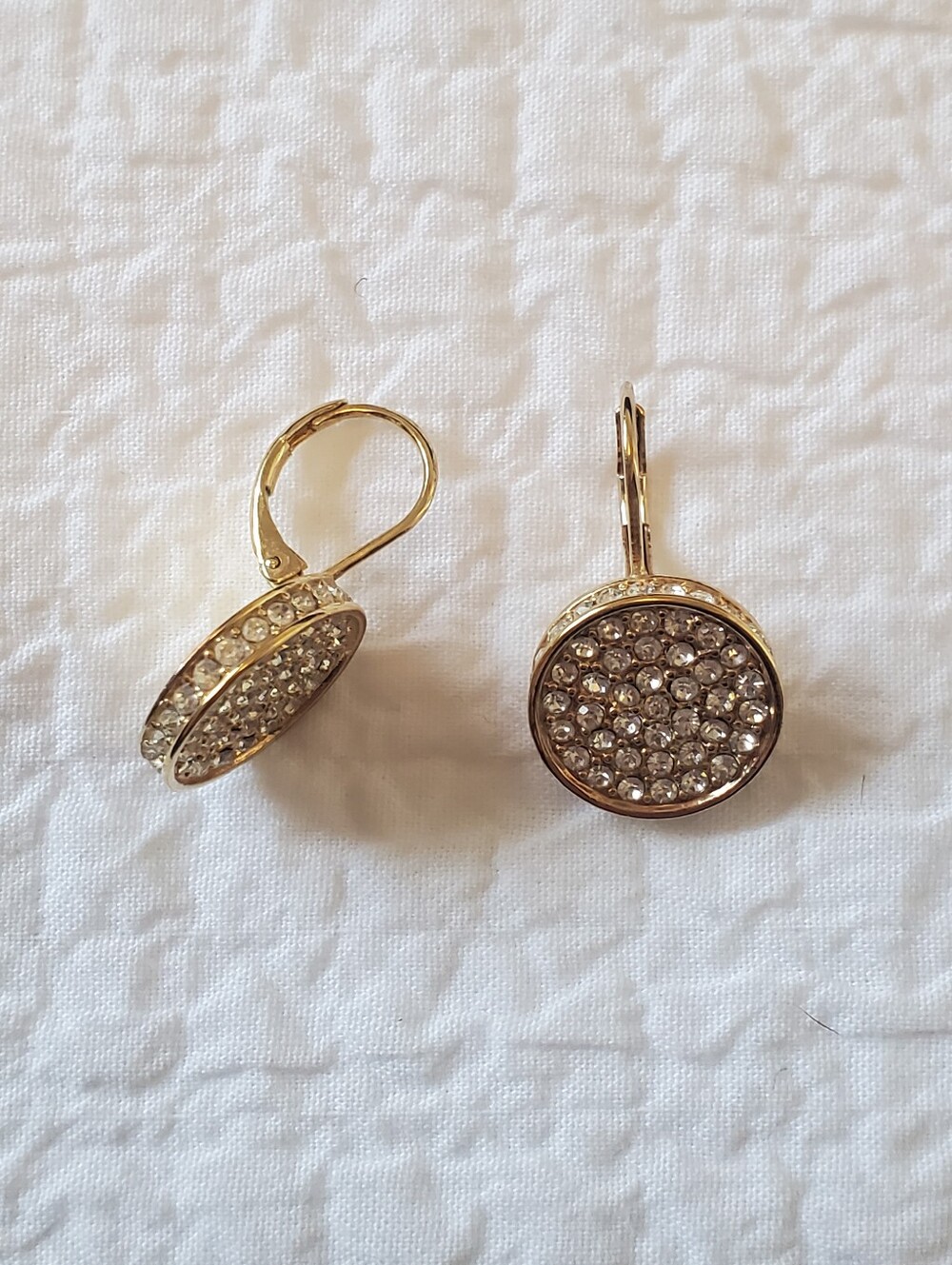 Vince Camuto Gold-Tone Crystal Pavé Disc Drop Earrings